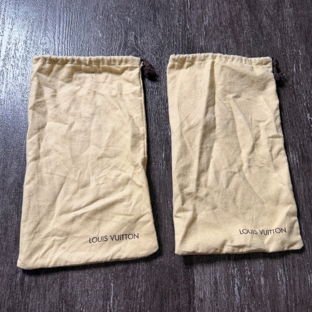 Louis Vuitton Dust Bag Cream Set of 2 Flannel Drawstring Storage Pouch